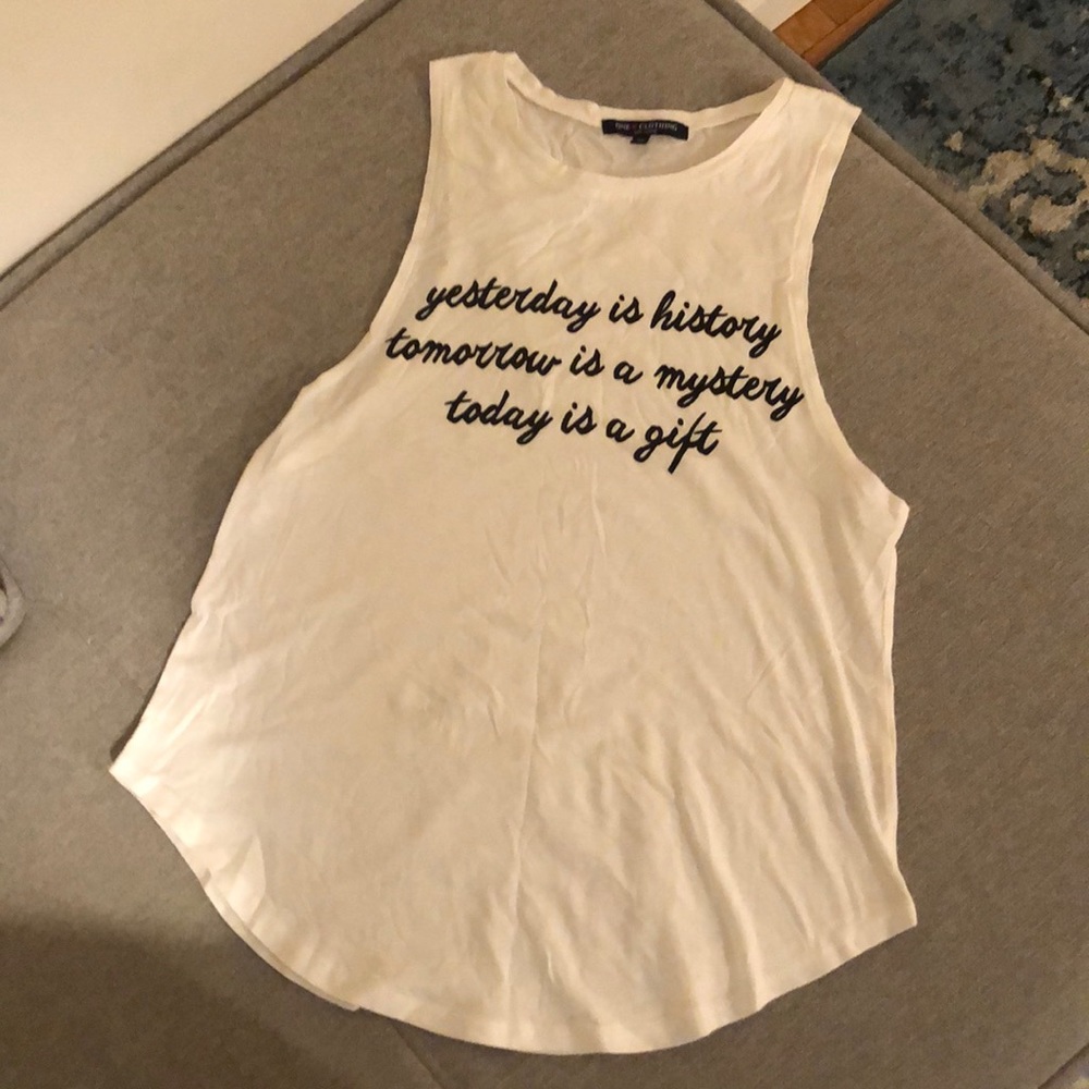 White graphic muscle tank